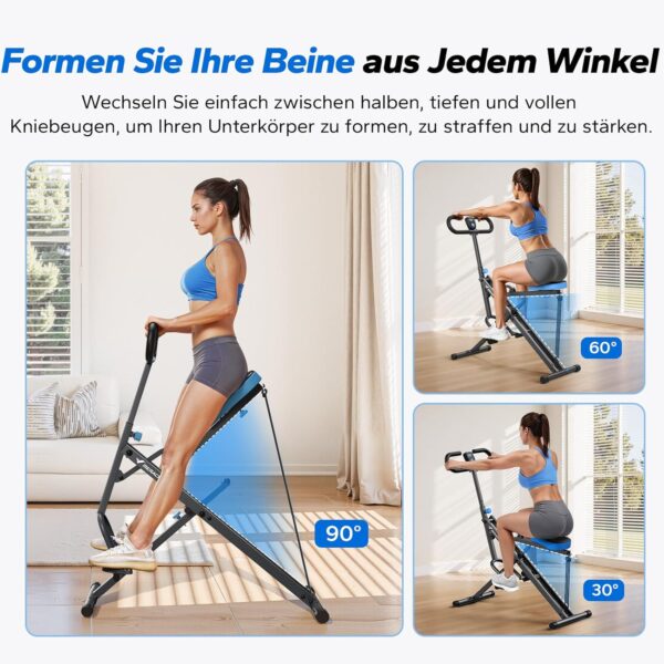 MERACH-Squat-Maschine für Gesäßtraining, faltbares Trainingsgerät mit einstellbarem Widerstand, Beintrainingsgerät mit 350 Pfund Gewichtskapazität, Rudergerät - Image 3